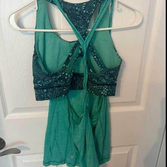 Lululemon Twist and Toil Tank Heathered Bali Breeze/Pretty Lace Bali Breeze sz 4 - Picture 7 of 8